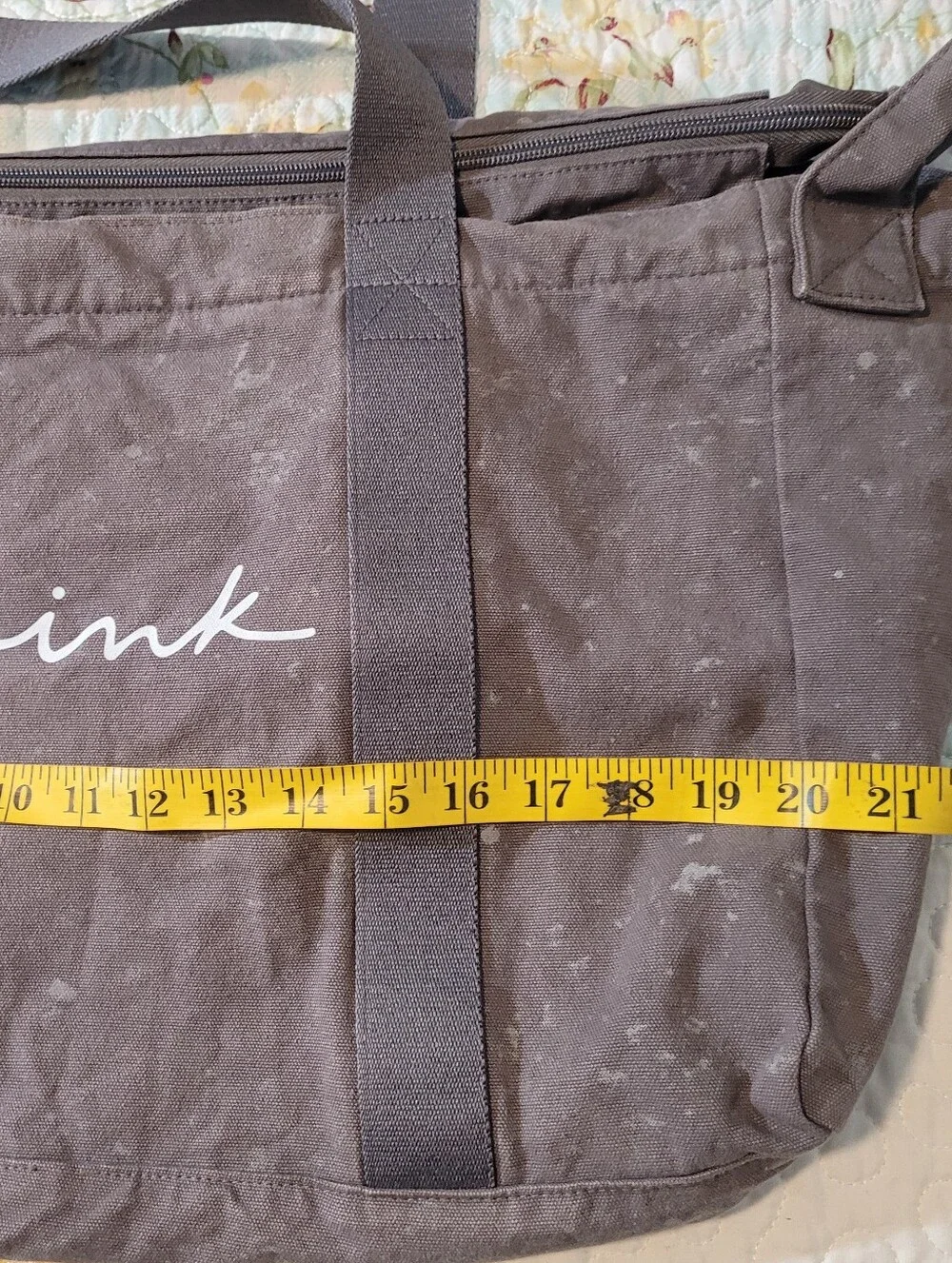 PINK Victoria's Secret Cotton Large Canvas Weekender Tote in Charcoal